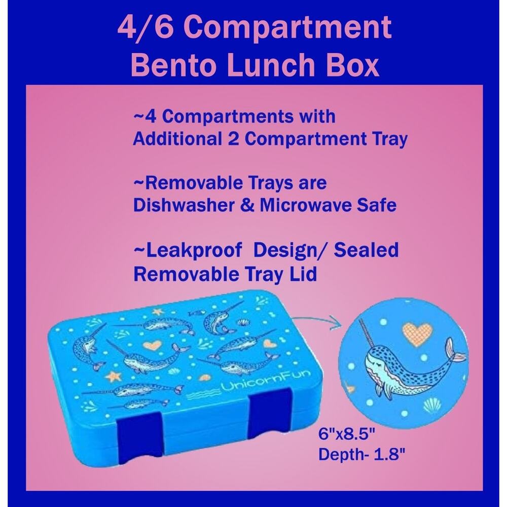 4 to 6 Compartment Leakproof Dishwasher & Microwave Safe Bento Lunch Box